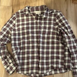 Sezane Plaid Button-Up Shirt French size 42 Designer Classic Costal Grandma